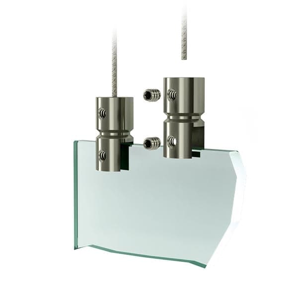 Plaathouder RVS voor bovenmontage - ophangsysteem hangend plexiglas scherm