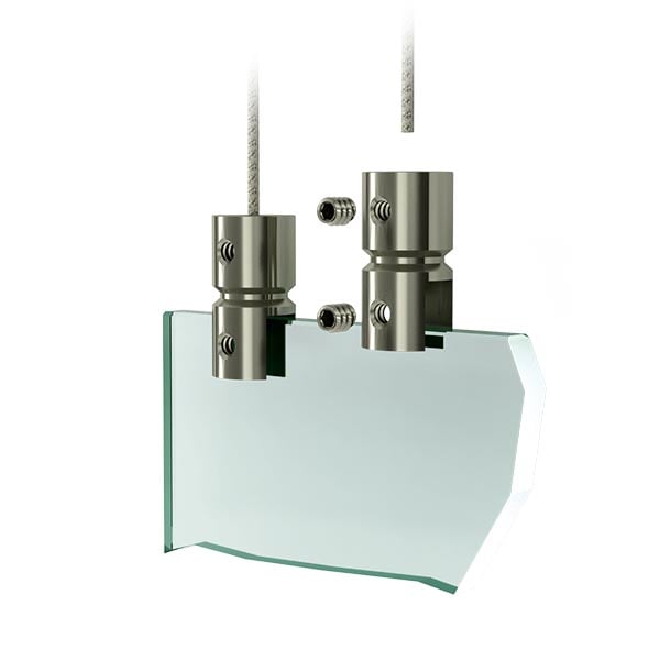 Plaathouder RVS voor bovenmontage - ophangsysteem hangend plexiglas scherm